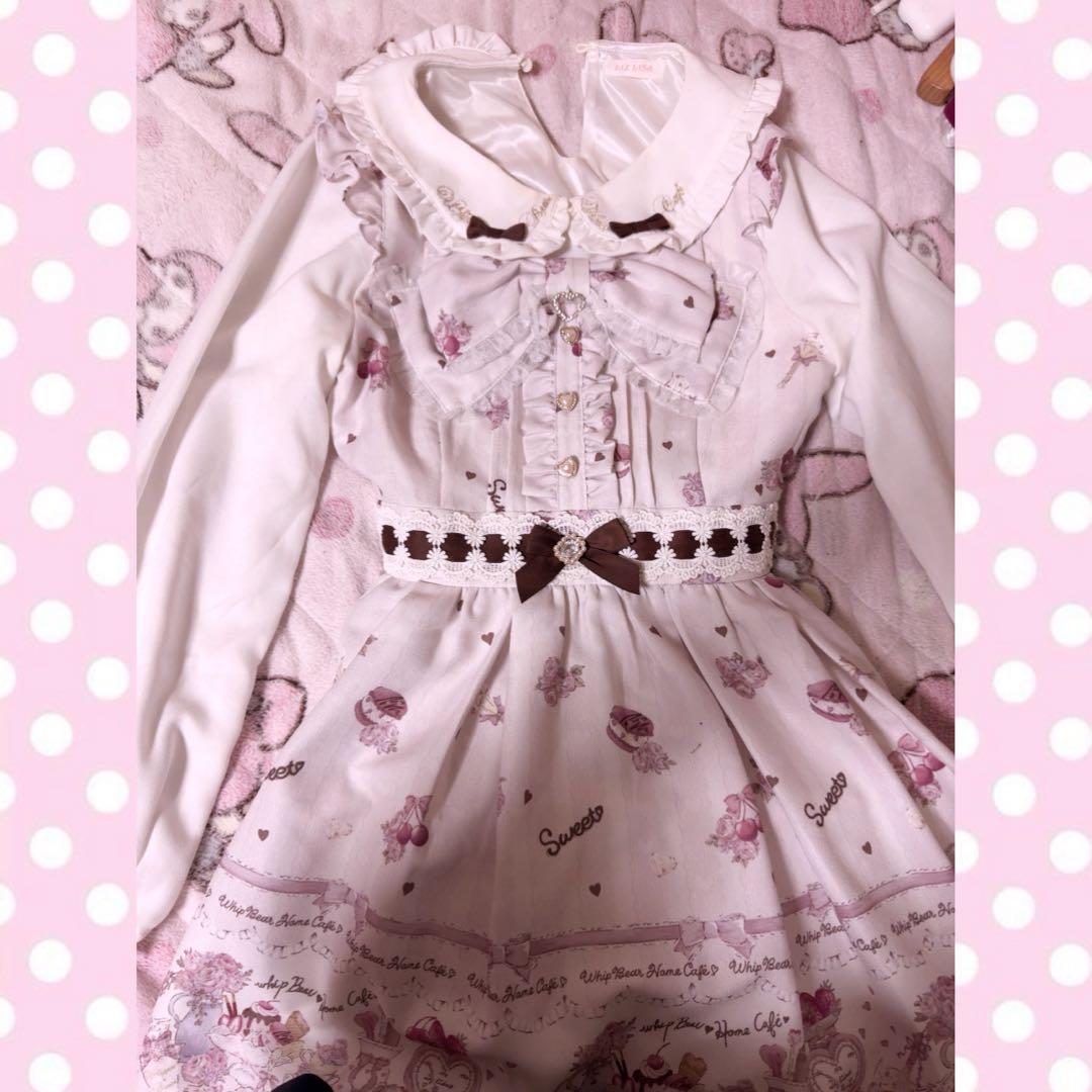 LIZ LISA whip bear  cafe柄ワンピース