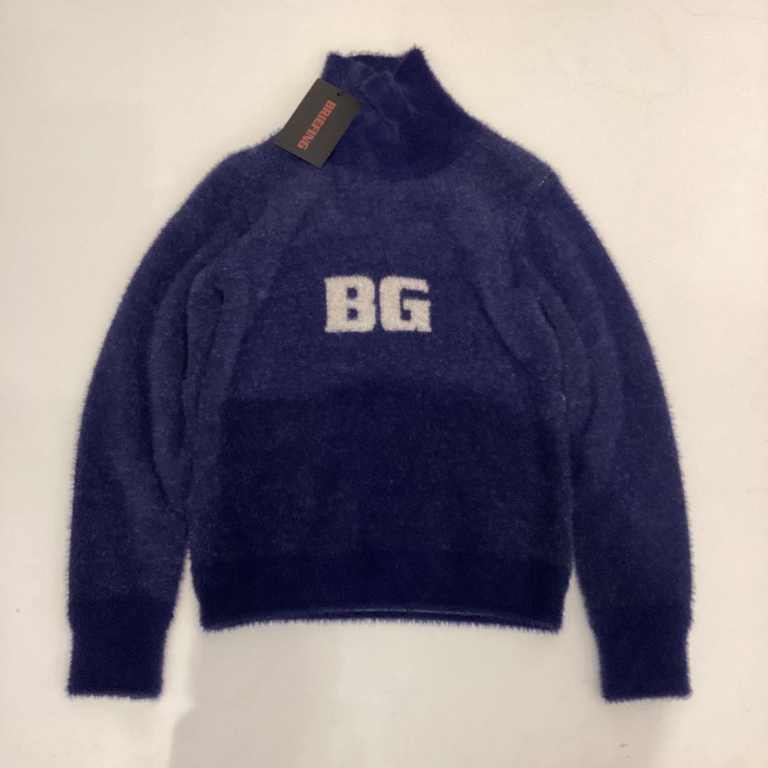 BRIEFING 新品　CL WS SHAGGY LOGO KNIT ネイビー