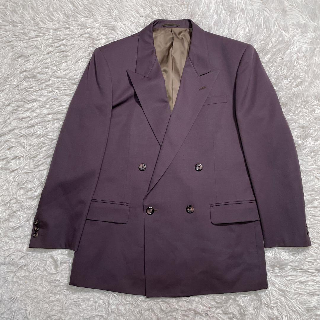 ヴィンテージ　ダブル　スーツ　セットアップ　紫　パープル　XL相当