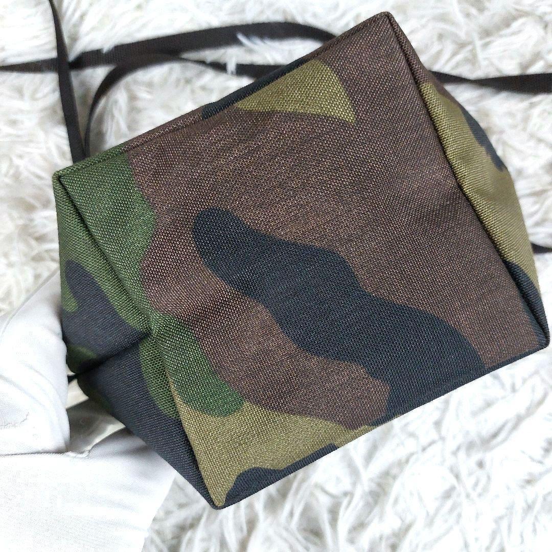 エルベシャプリエ ナイロン 舟型 XS 迷彩柄カモフラ ミニショルダーバッグ 緑