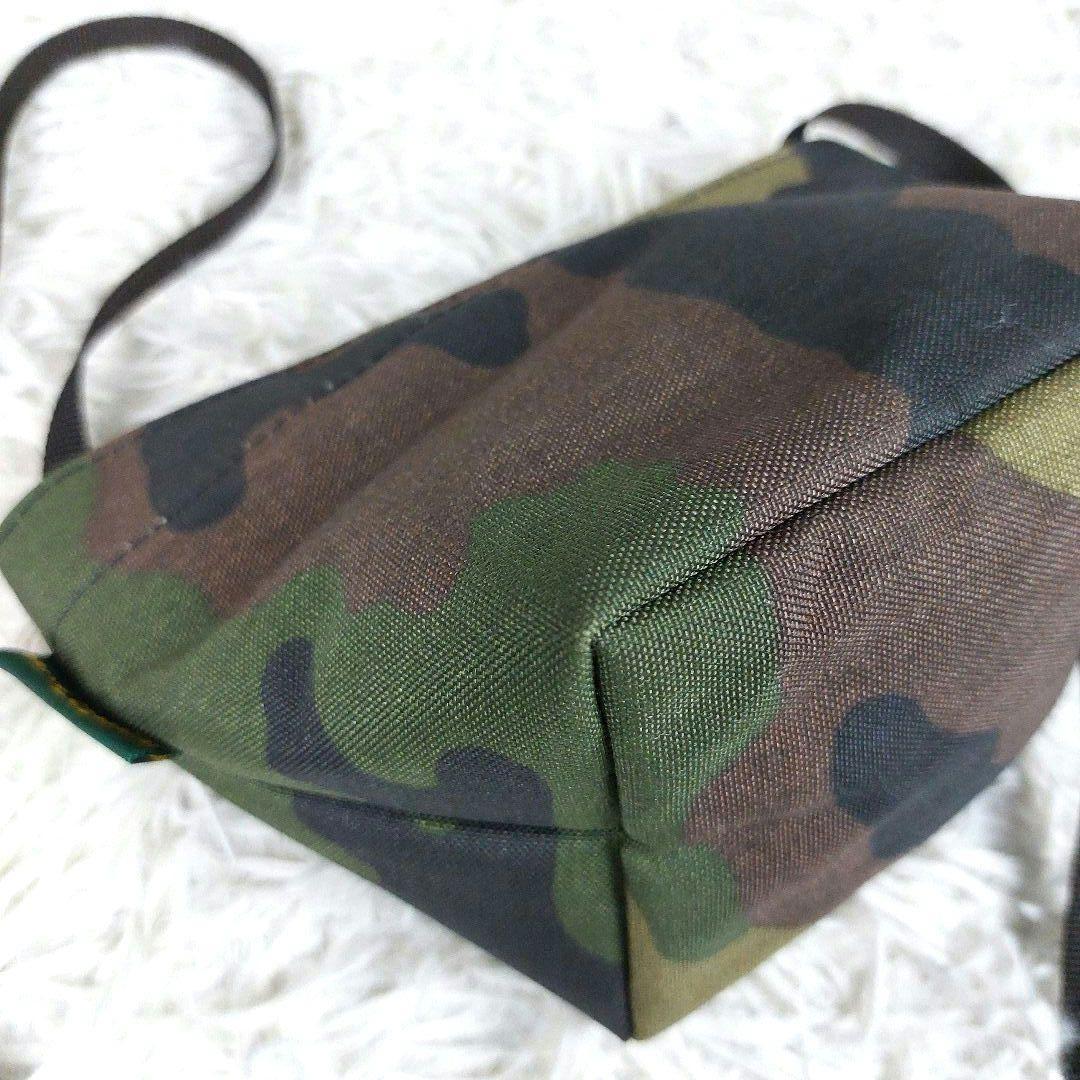 エルベシャプリエ ナイロン 舟型 XS 迷彩柄カモフラ ミニショルダーバッグ 緑