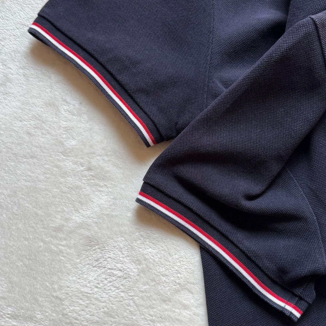 美品 MONCLER モンクレール ポロシャツ 紺 胸ロゴワッペン トリコロール