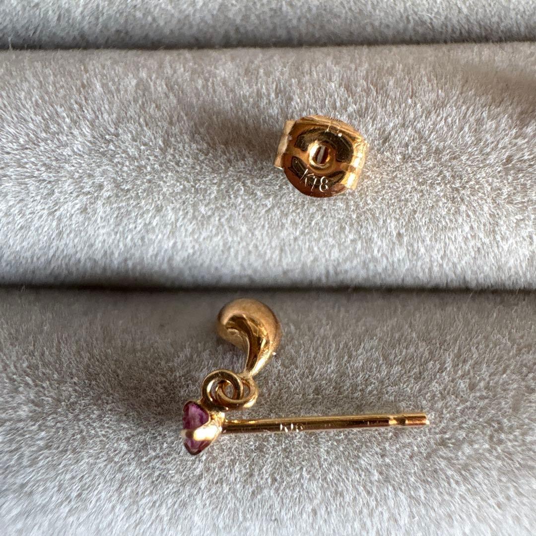 K18 ♡ ルビーピアス 刻印あり
