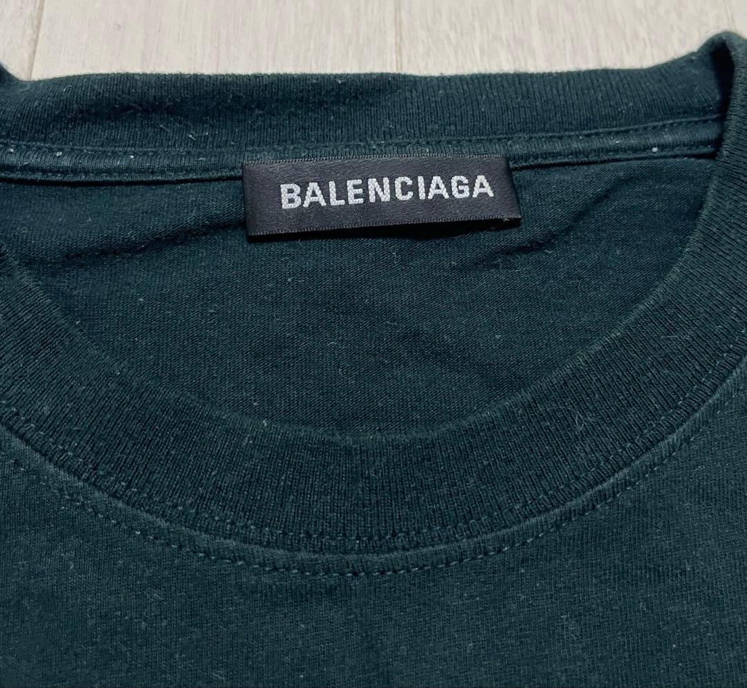 ひ*ん様 balenciaga スモールロゴ　ダークグリーン Tシャツ　M