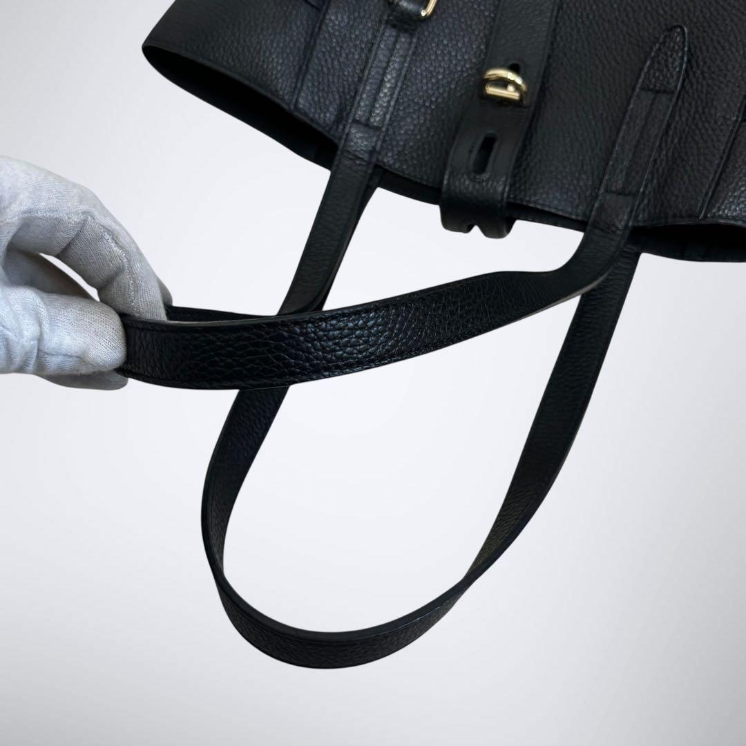 極美品 FURLA フルラ ネット トートバッグ ブラック 黒 近年モデル シボ