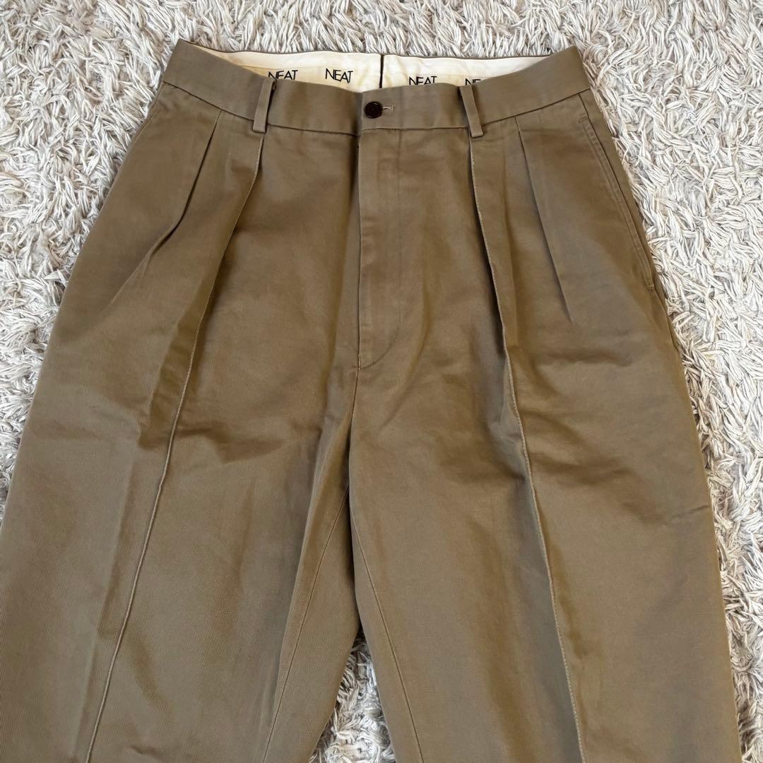 NEAT ニート コットンツータックワイドスラックス ジップフライ 44