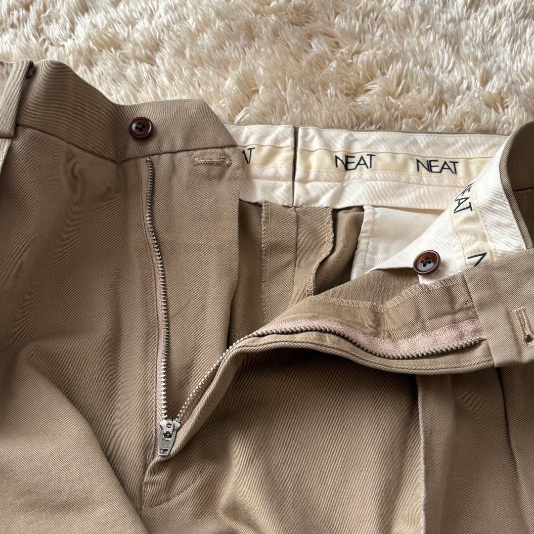 NEAT ニート コットンツータックワイドスラックス ジップフライ 44