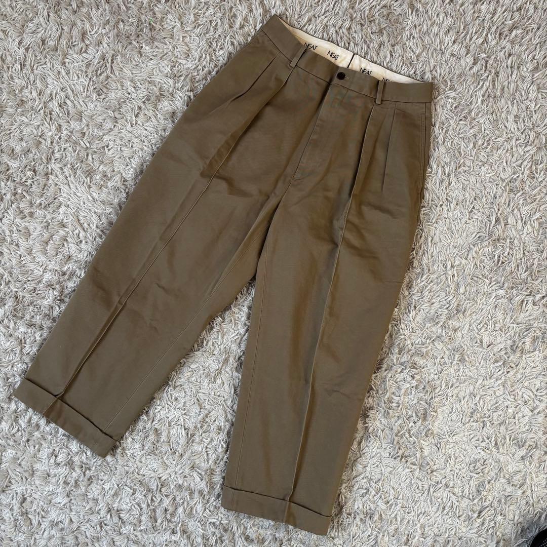 NEAT ニート コットンツータックワイドスラックス ジップフライ 44