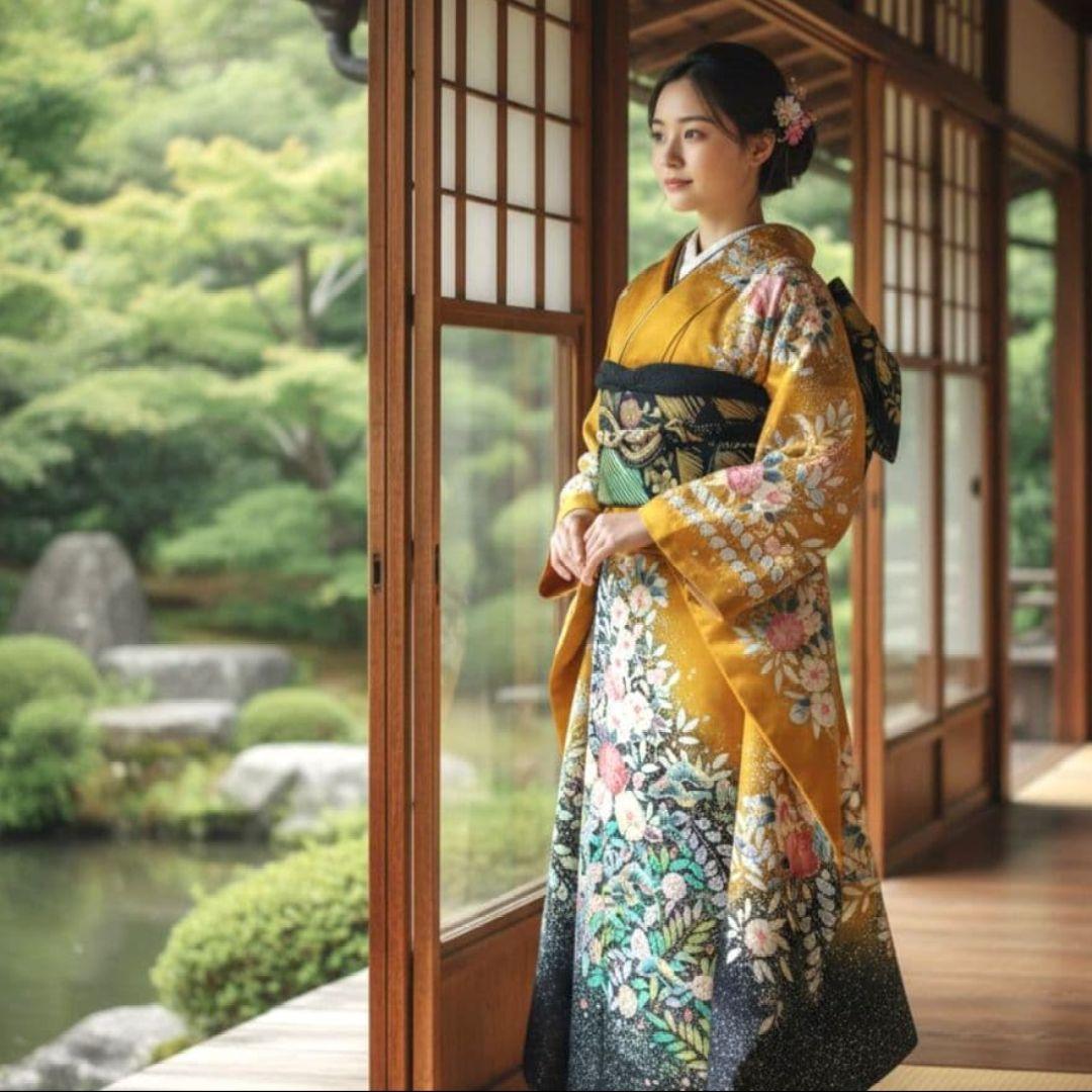 振袖フルセット(7点)・成人式・辻ヶ花・落款あり・翠山工房・花絞り・高級手縫い