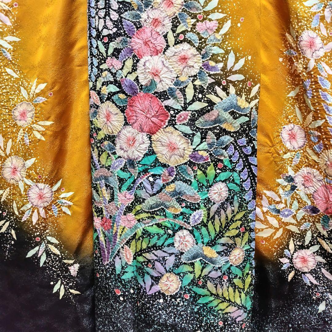 振袖フルセット(7点)・成人式・辻ヶ花・落款あり・翠山工房・花絞り・高級手縫い