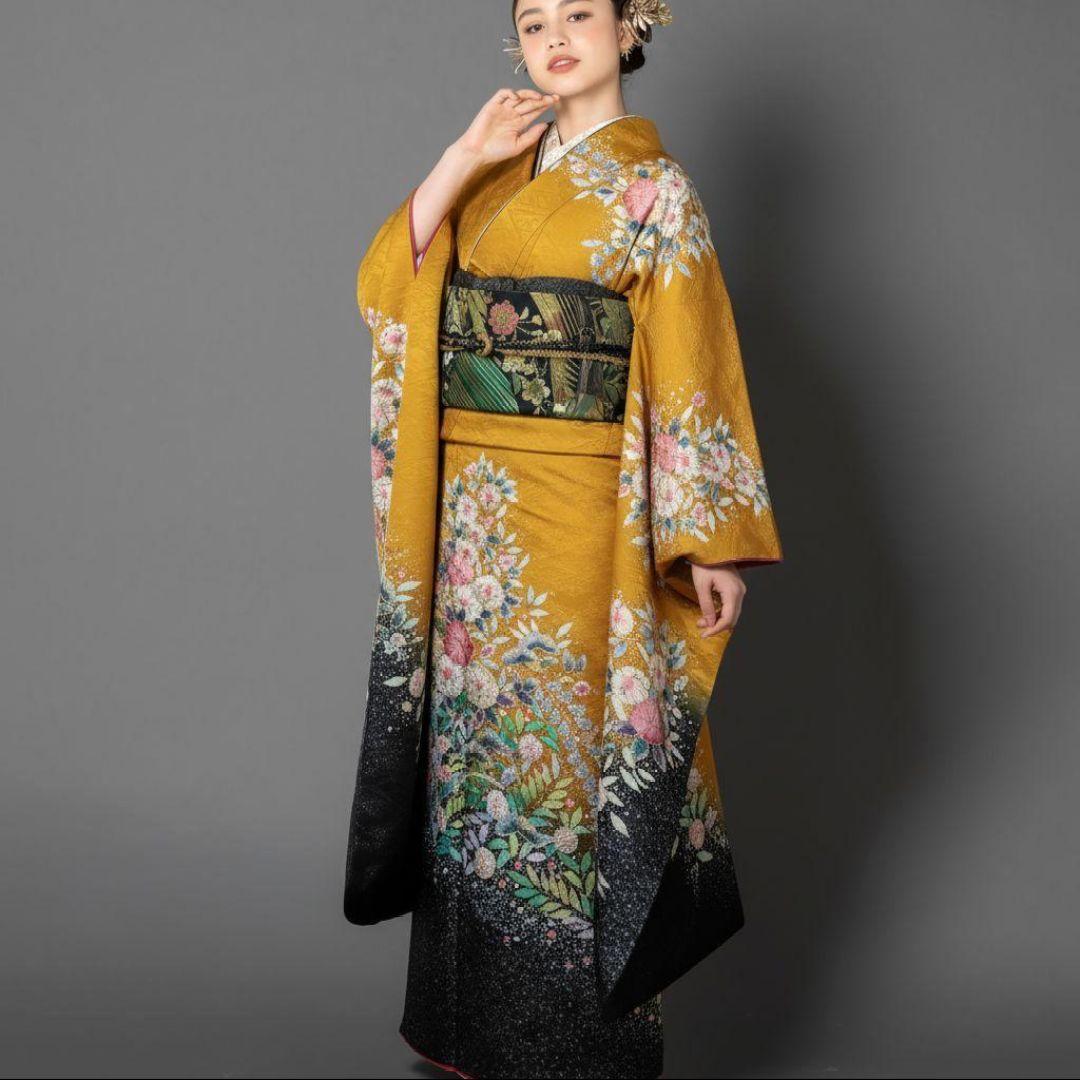 振袖フルセット(7点)・成人式・辻ヶ花・落款あり・翠山工房・花絞り・高級手縫い