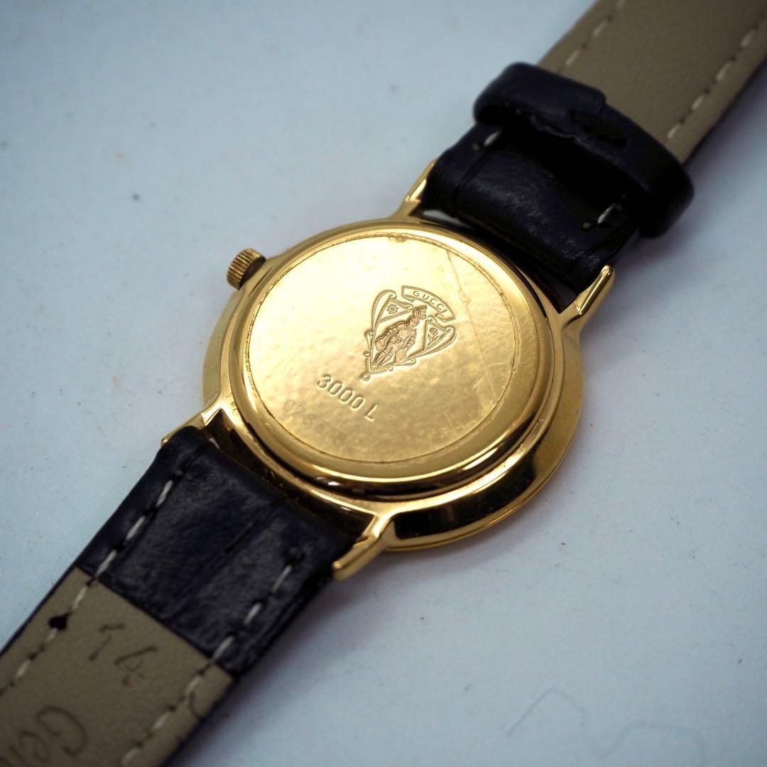 119【美品】GUCCI レディース 時計 3000L 新品ベルト ゴールド