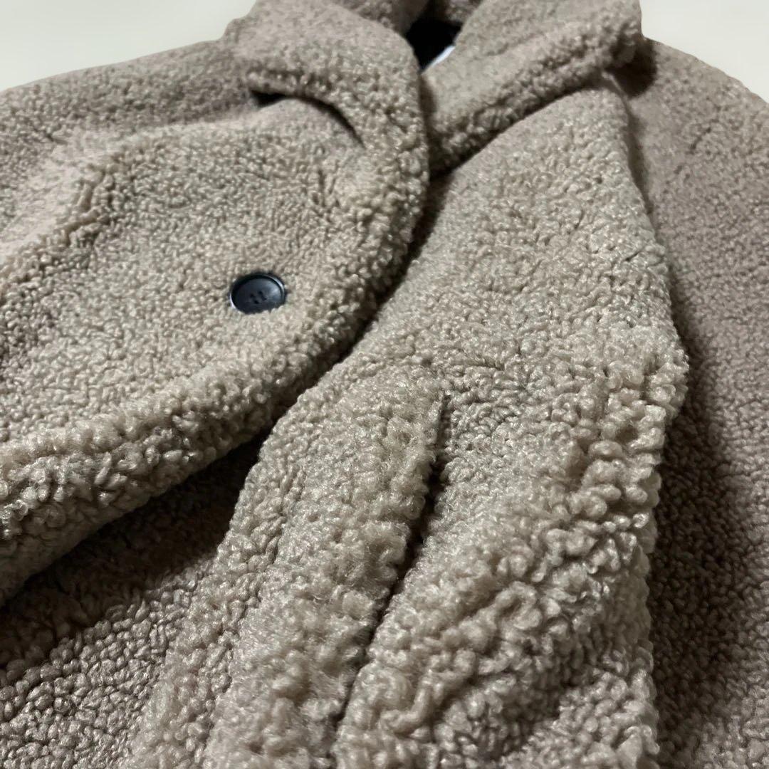 美品✨ZARA テディベア ボア チェスターコート 女優襟 ブラウン L