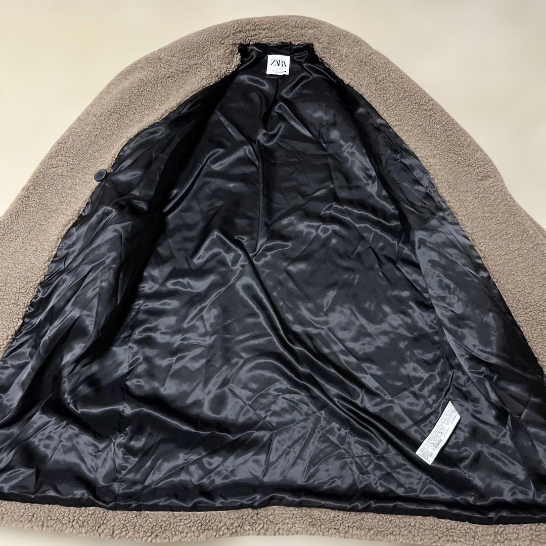 美品✨ZARA テディベア ボア チェスターコート 女優襟 ブラウン L