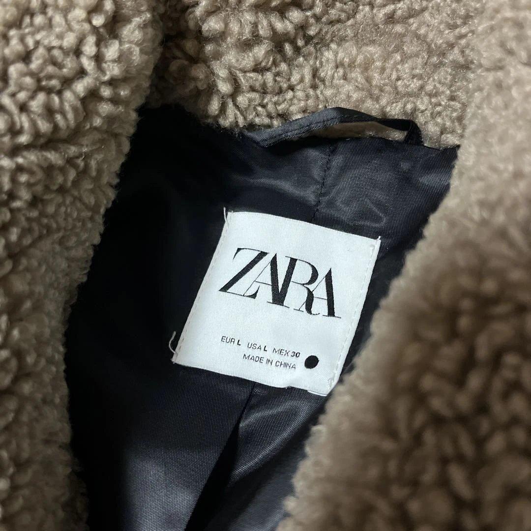 美品✨ZARA テディベア ボア チェスターコート 女優襟 ブラウン L