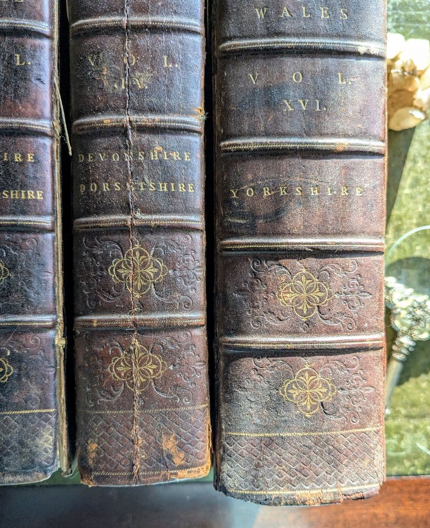 まるで貴族の書斎に飾られていたような、重厚なアンティーク本セット♪古書洋書