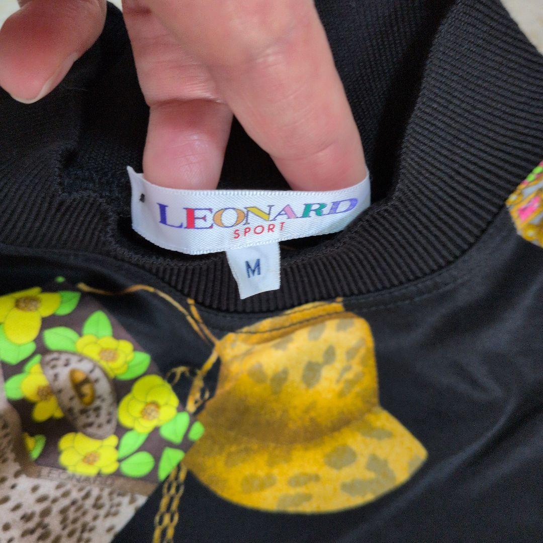 レオナールスポーツ 花柄 バッグ ジュエリー長袖Tシャツ ハイネック Мサイズ