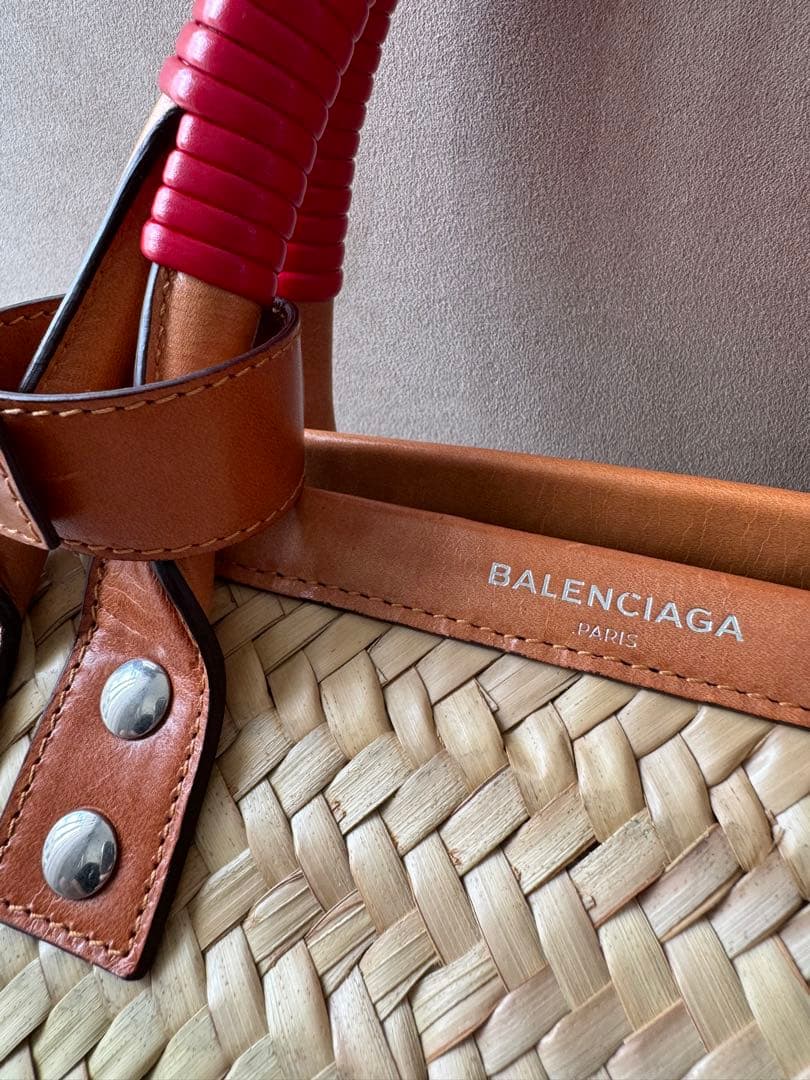 ★美品　バレンシアガ　ラフィア　ビストロ　パニエ　カゴバッグ
