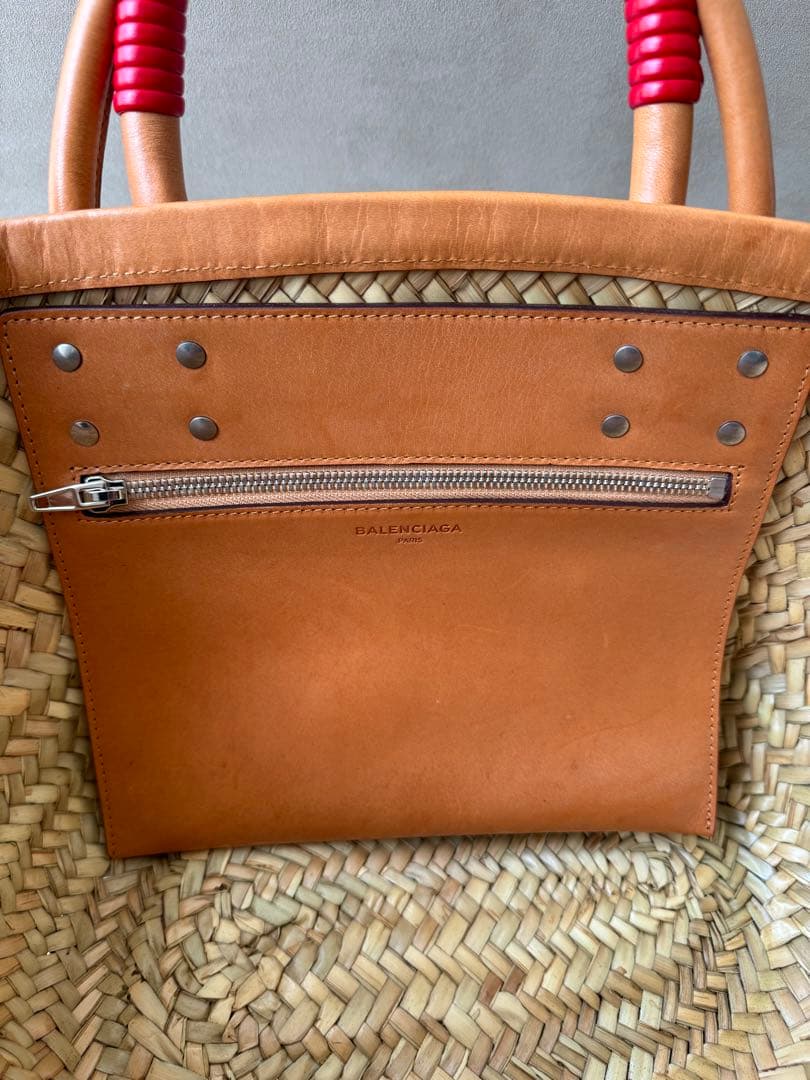 ★美品　バレンシアガ　ラフィア　ビストロ　パニエ　カゴバッグ