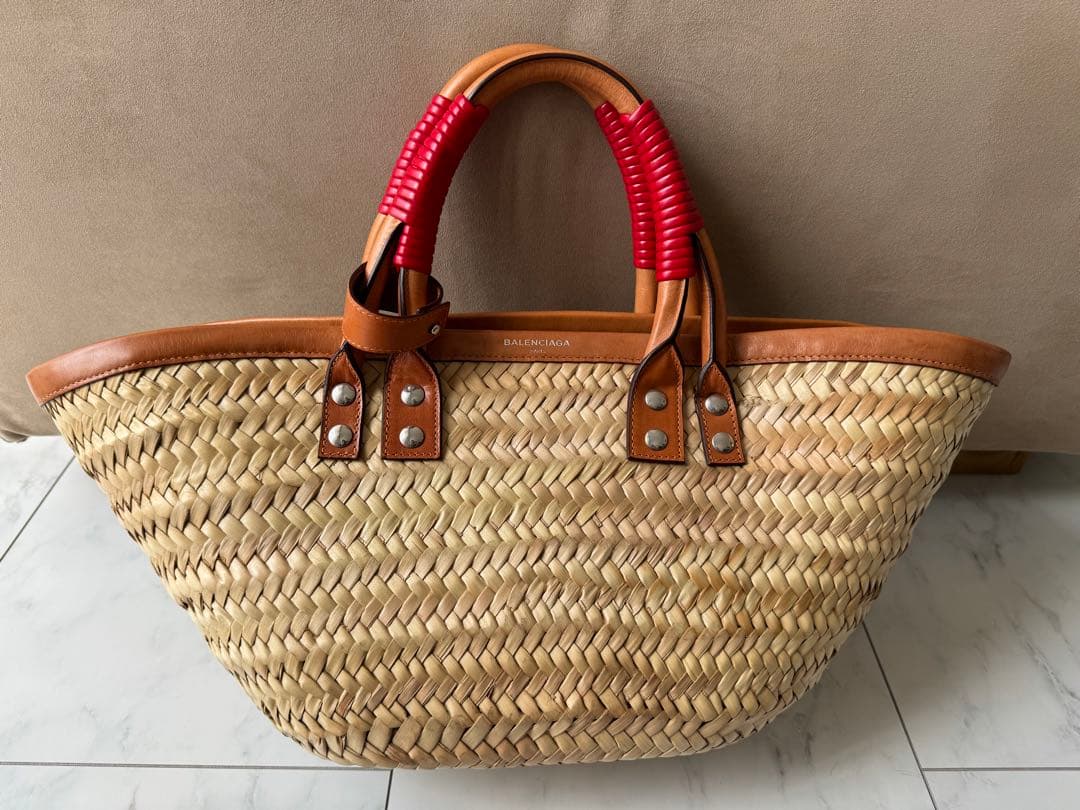 ★美品　バレンシアガ　ラフィア　ビストロ　パニエ　カゴバッグ