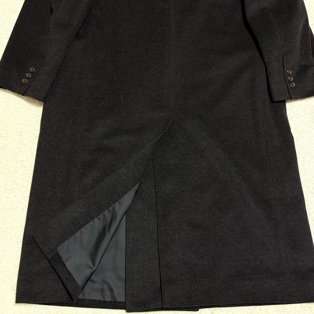 ゆ*い様 美品✨ピュアカシミヤ　ロングチェスターコートチャコールグレー　ダブル