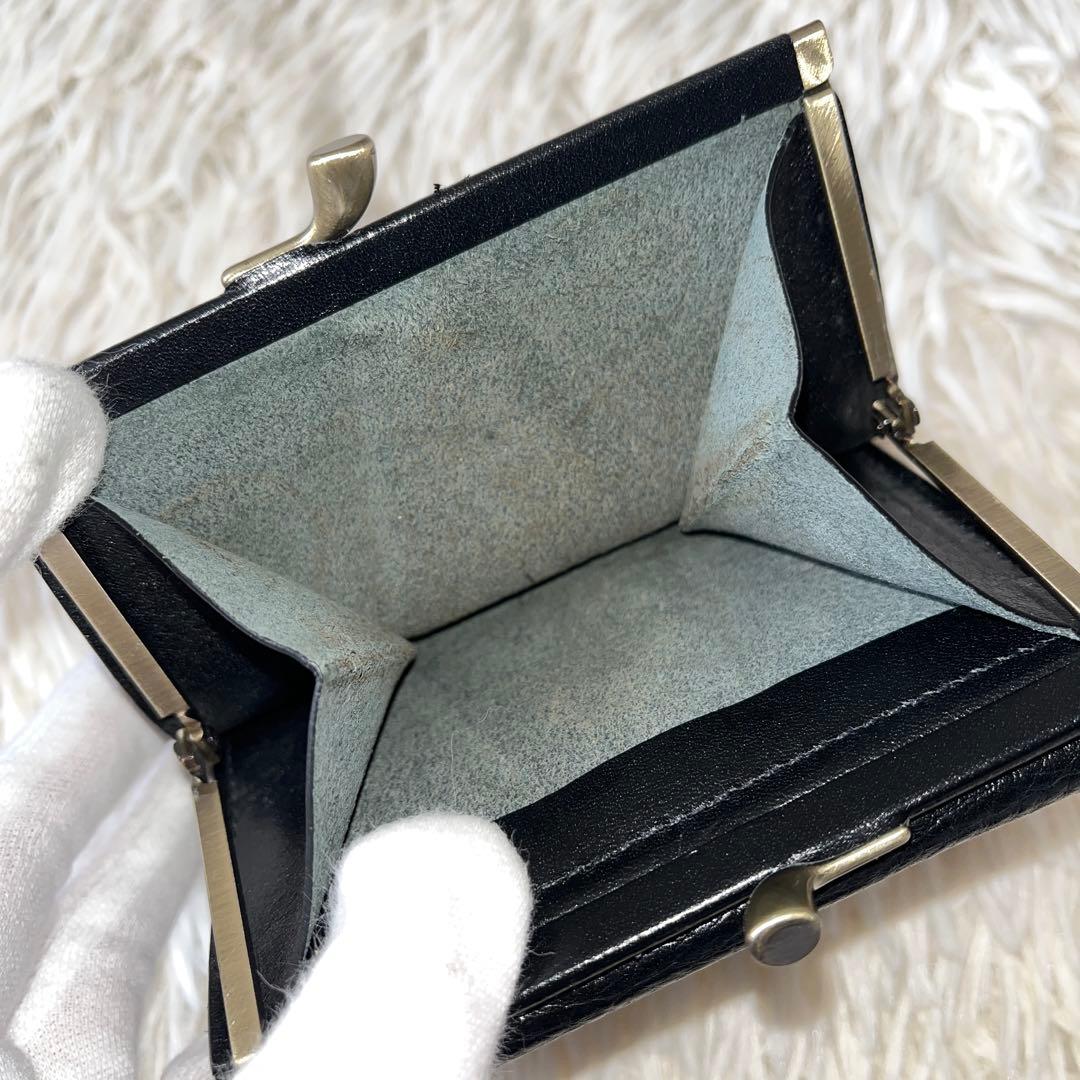 ⭐️未使用品⭐️　IL BISONTE　がま口　三つ折り財布　ブラック　レザー