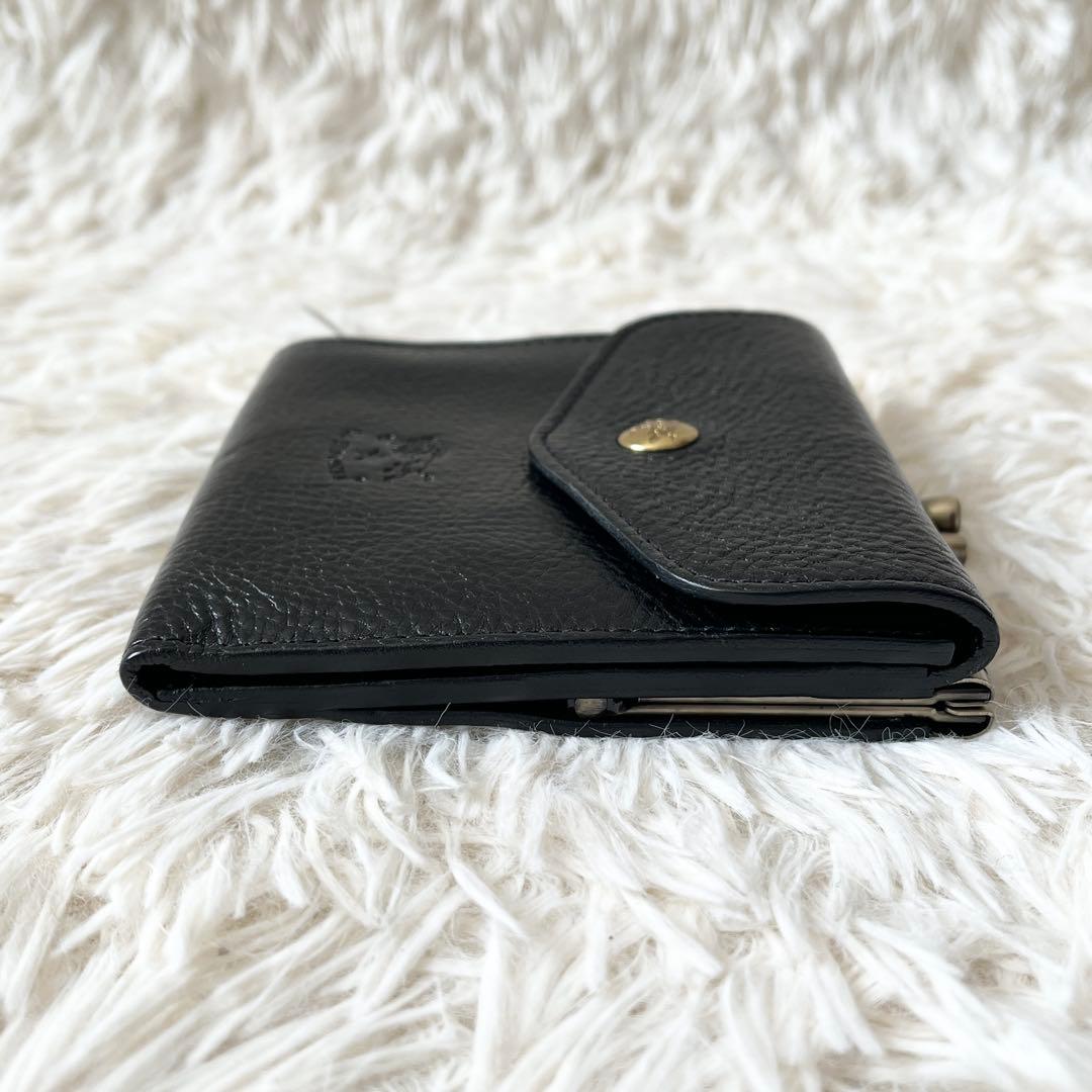 ⭐️未使用品⭐️　IL BISONTE　がま口　三つ折り財布　ブラック　レザー