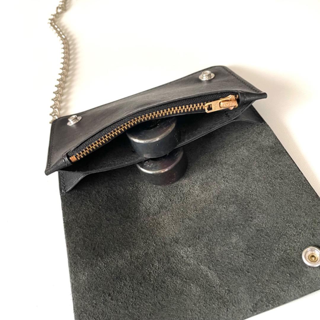 ミドルトラッカーウォレット　UKデッドストックレザー　ヴィンテージジッパー