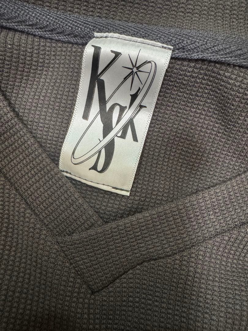 kashiko カシコ Waffle Rugby Tee Charcoal