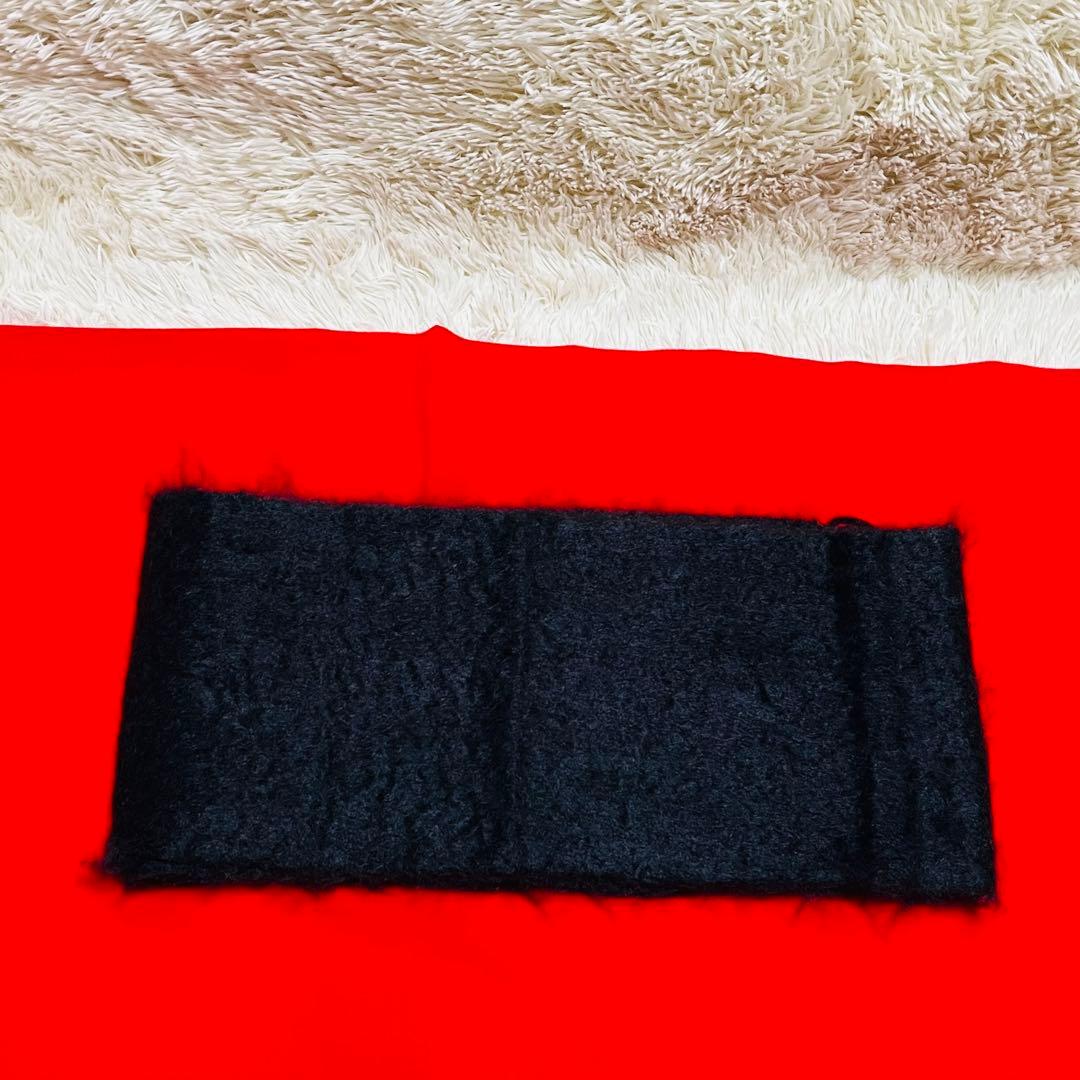 【美品】LOEWE ロエベ モヘア アナグラム レザーパッチ ストール ブラック