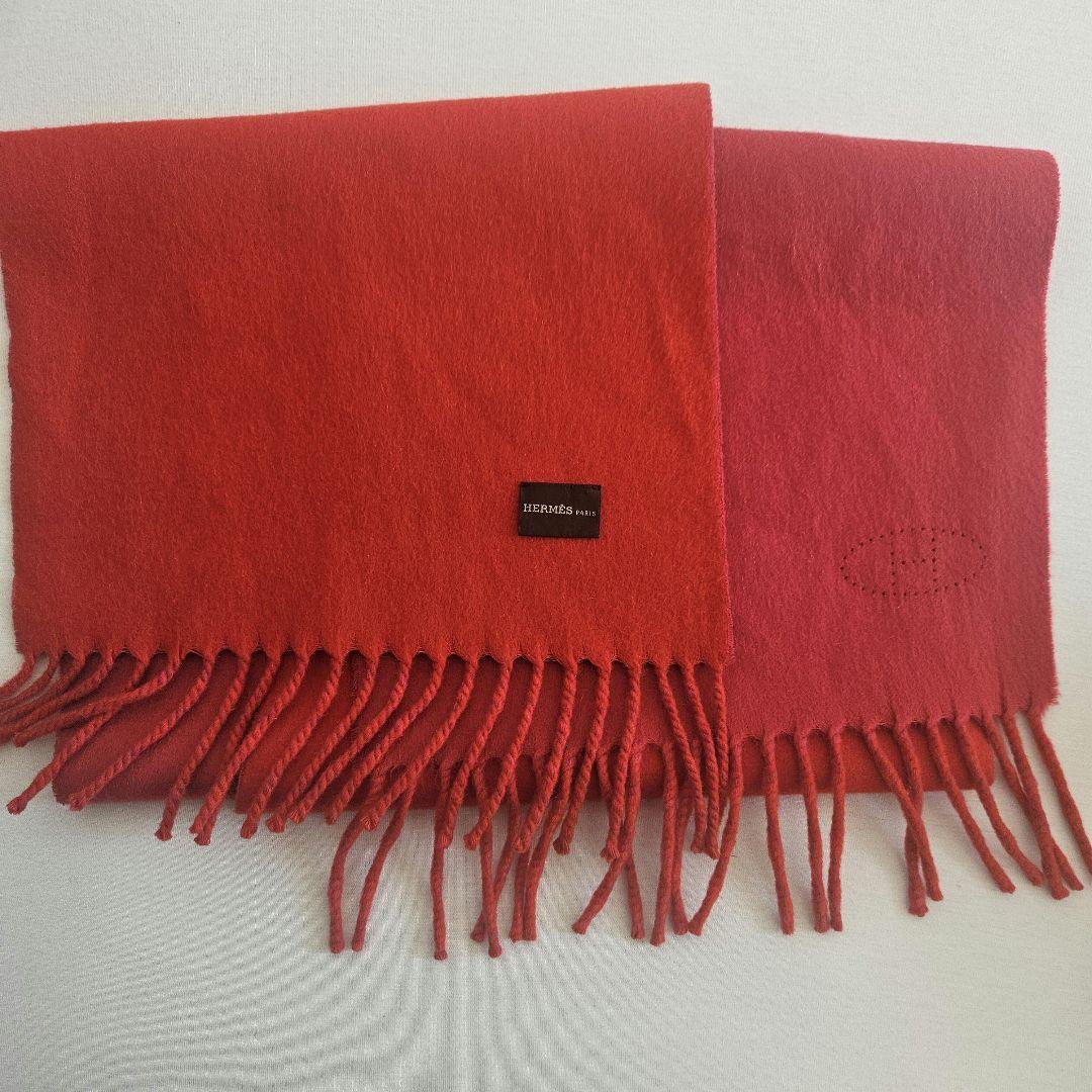 ゆ*ら様 エルメス エブリン リバーシブル マフラー カシミア 100% ピンク