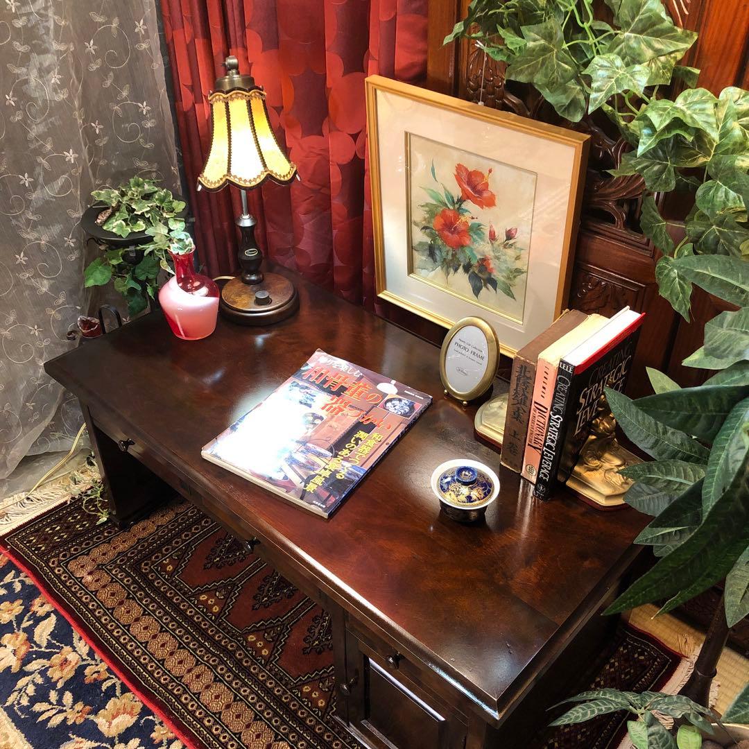 国産アンティーク　北海道民芸　書斎　 樺ザクラ無垢材 座机　文机　帳場机