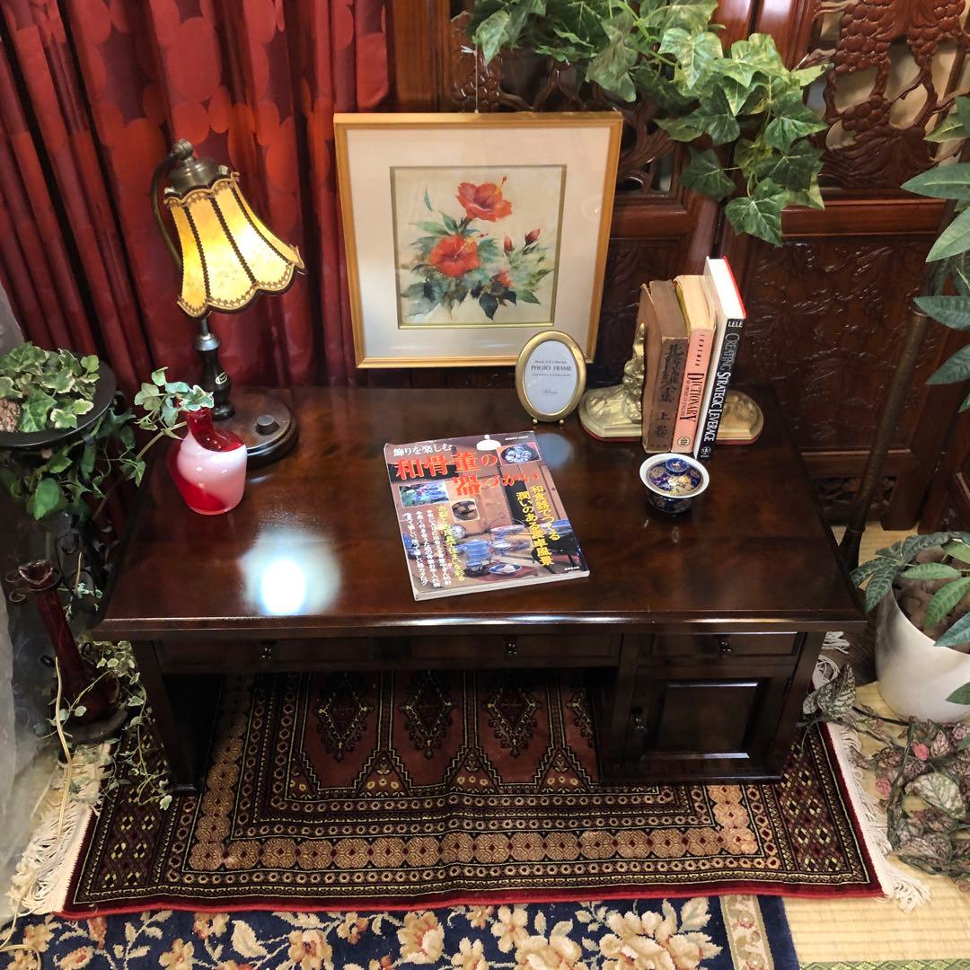 国産アンティーク　北海道民芸　書斎　 樺ザクラ無垢材 座机　文机　帳場机