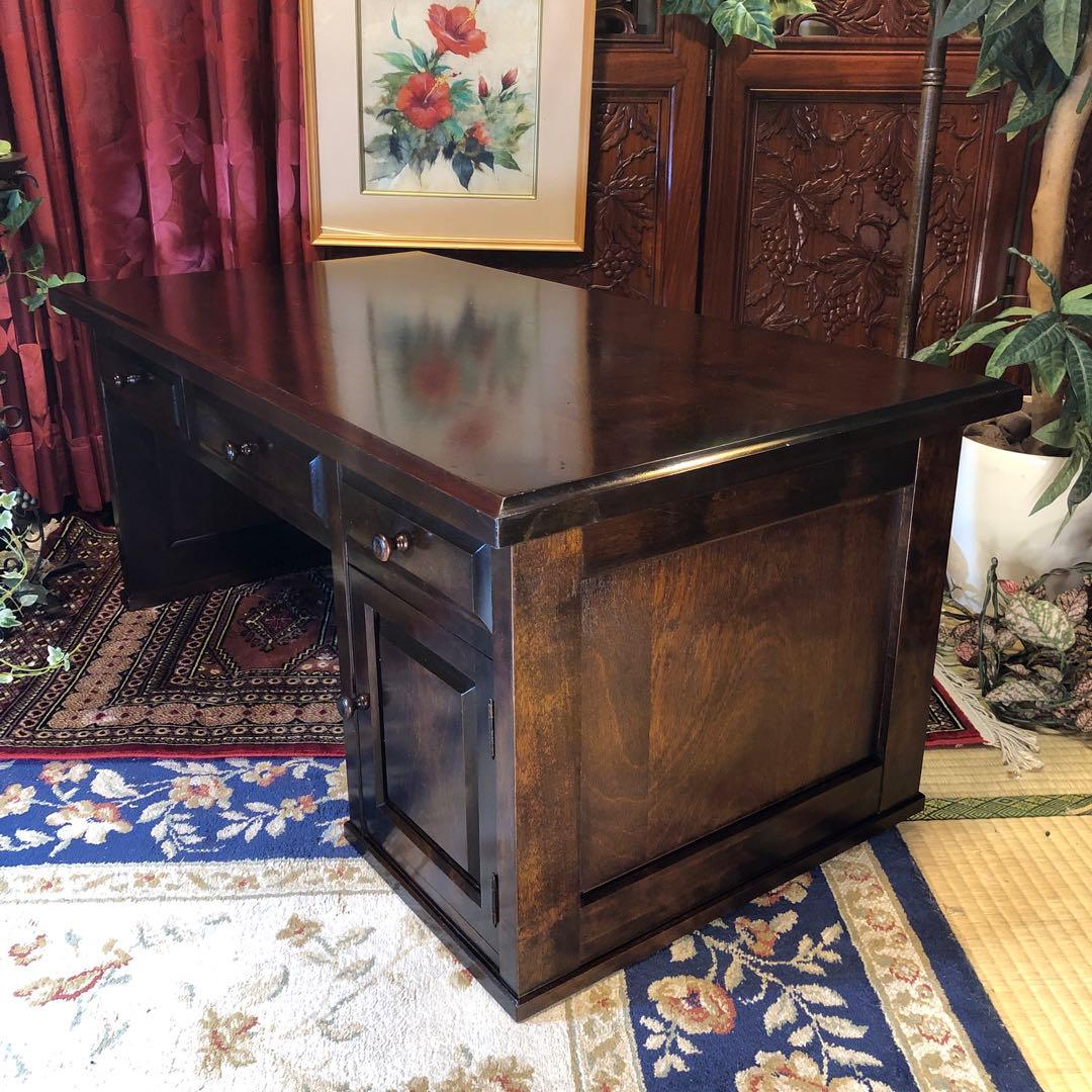 国産アンティーク　北海道民芸　書斎　 樺ザクラ無垢材 座机　文机　帳場机