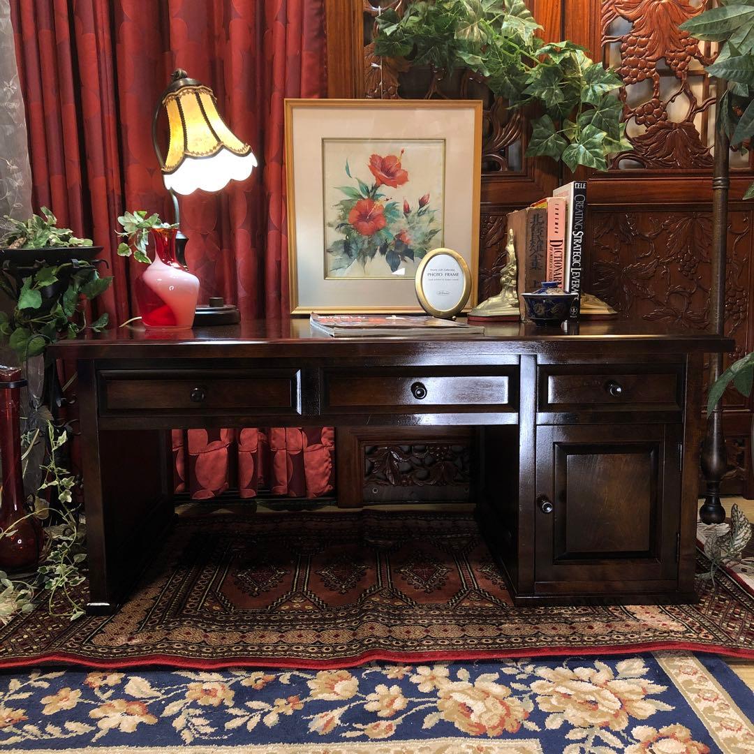 国産アンティーク　北海道民芸　書斎　 樺ザクラ無垢材 座机　文机　帳場机