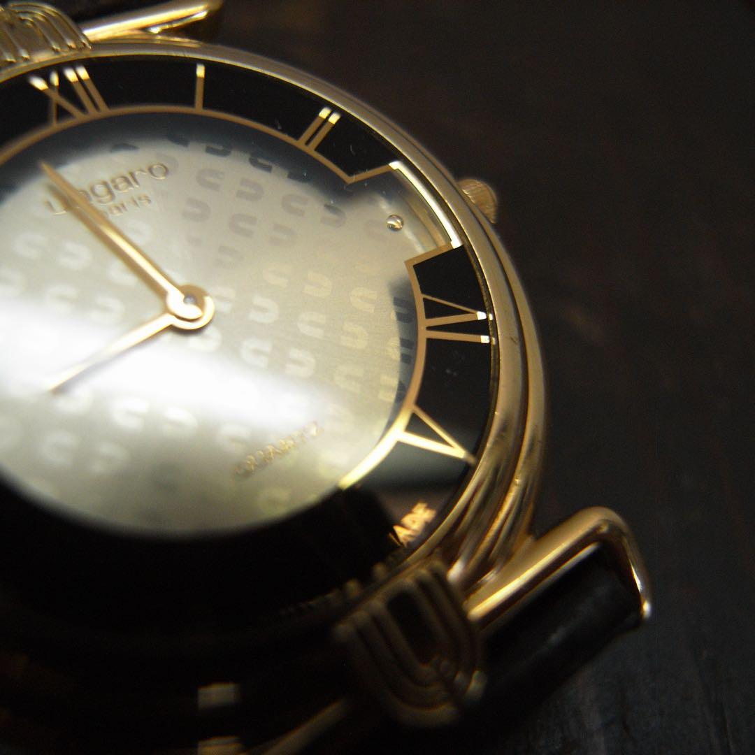 ungaro paris ウンガロ スイス製 クォーツ 腕時計 黒金