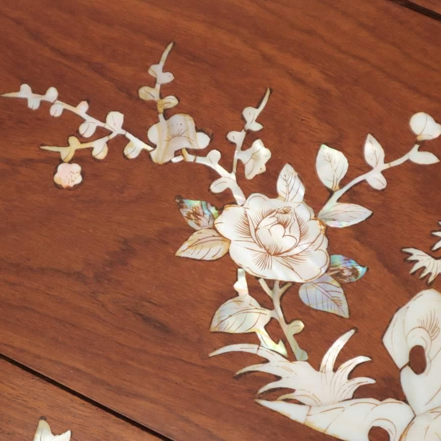 高級銘木 唐木 花梨無垢 螺鈿細工 チェスト 20杯 小引き出し 小箪笥 薬箪笥