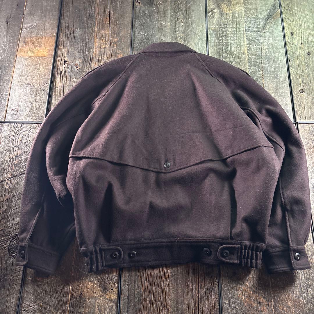 古着　メルトンウール　ボンバージャケット　焦茶　L 太アーム　短丈ジャケット