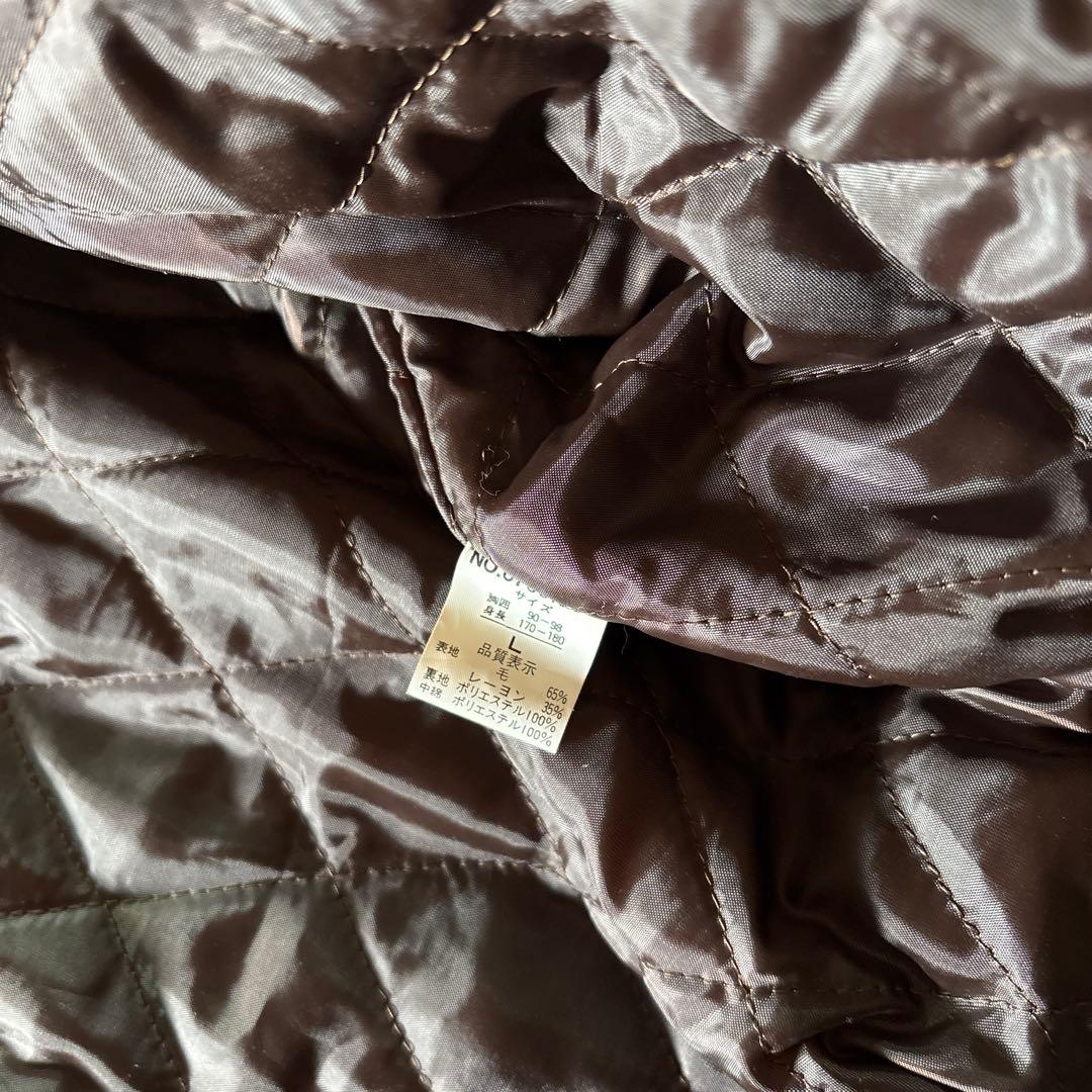 古着　メルトンウール　ボンバージャケット　焦茶　L 太アーム　短丈ジャケット