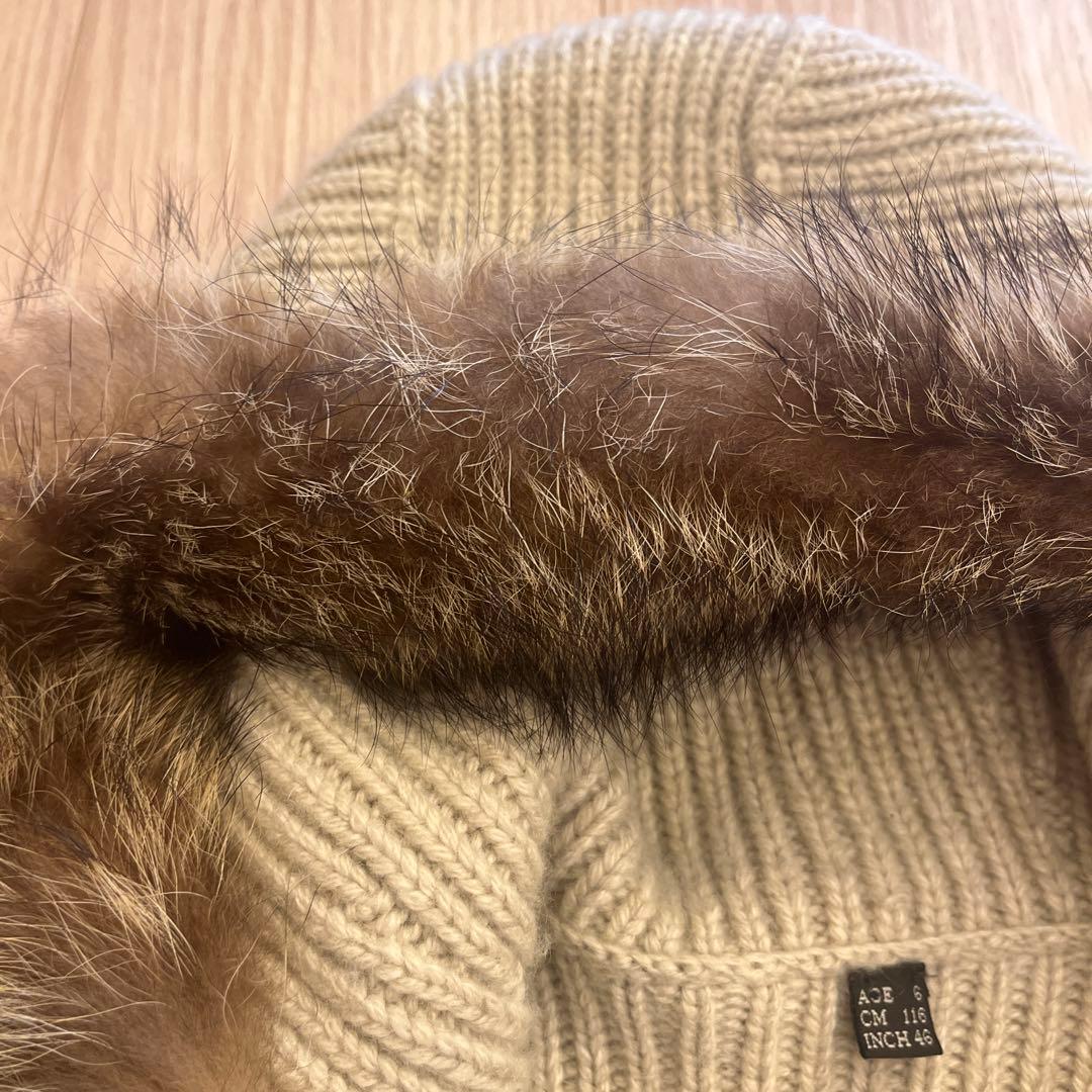 ロロピアーナ　キッズ　ニットコート　ファー付きフードコート