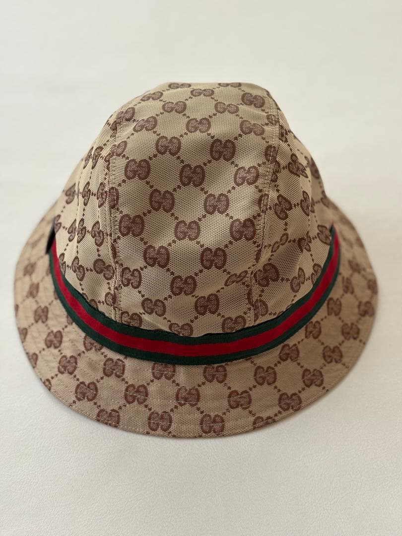 【美品】GUCCI GGキャンパス シェリーライン バケットハット