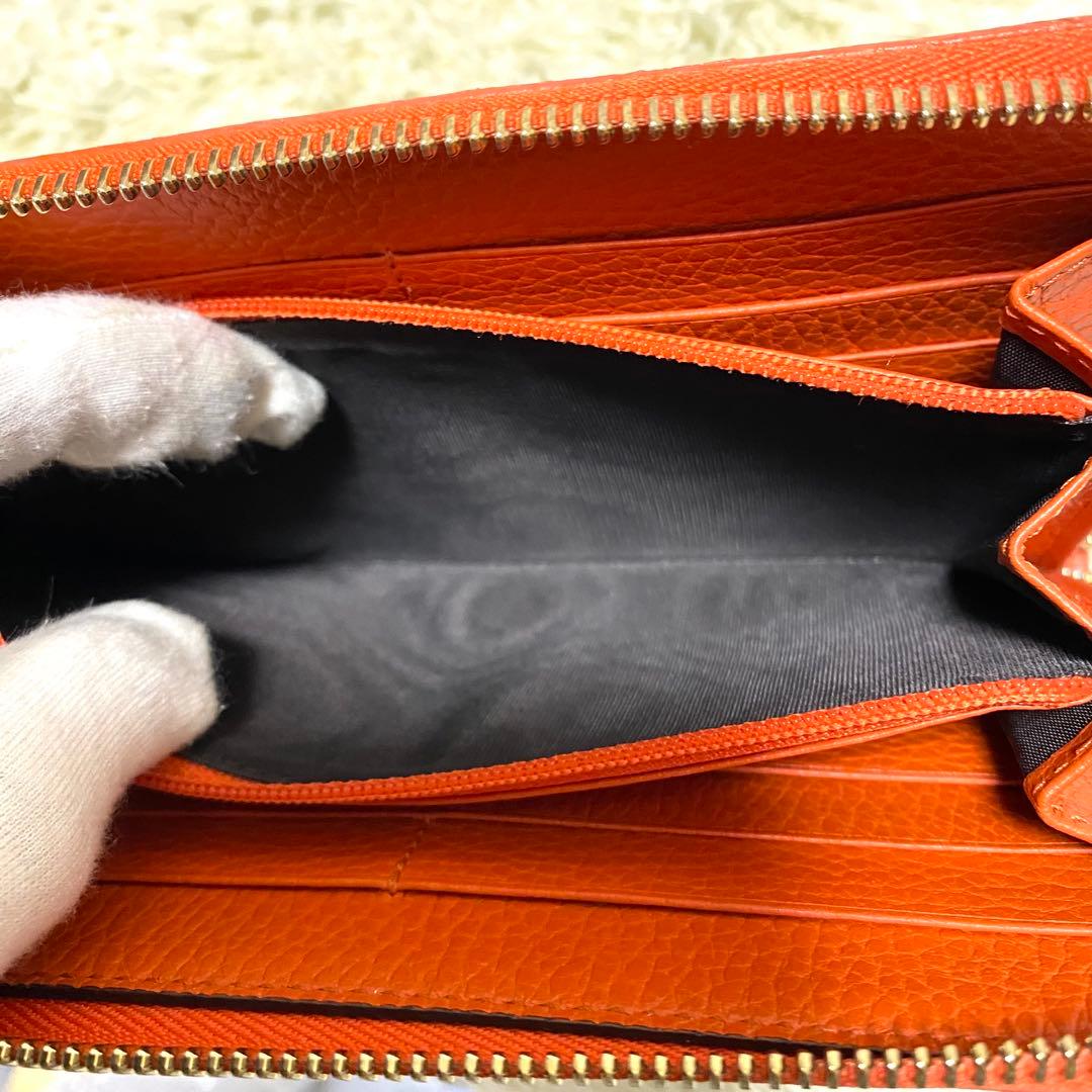 美品✨ GUCCI グッチ 長財布 GGキャンバス ラウンドファスナー オレンジ