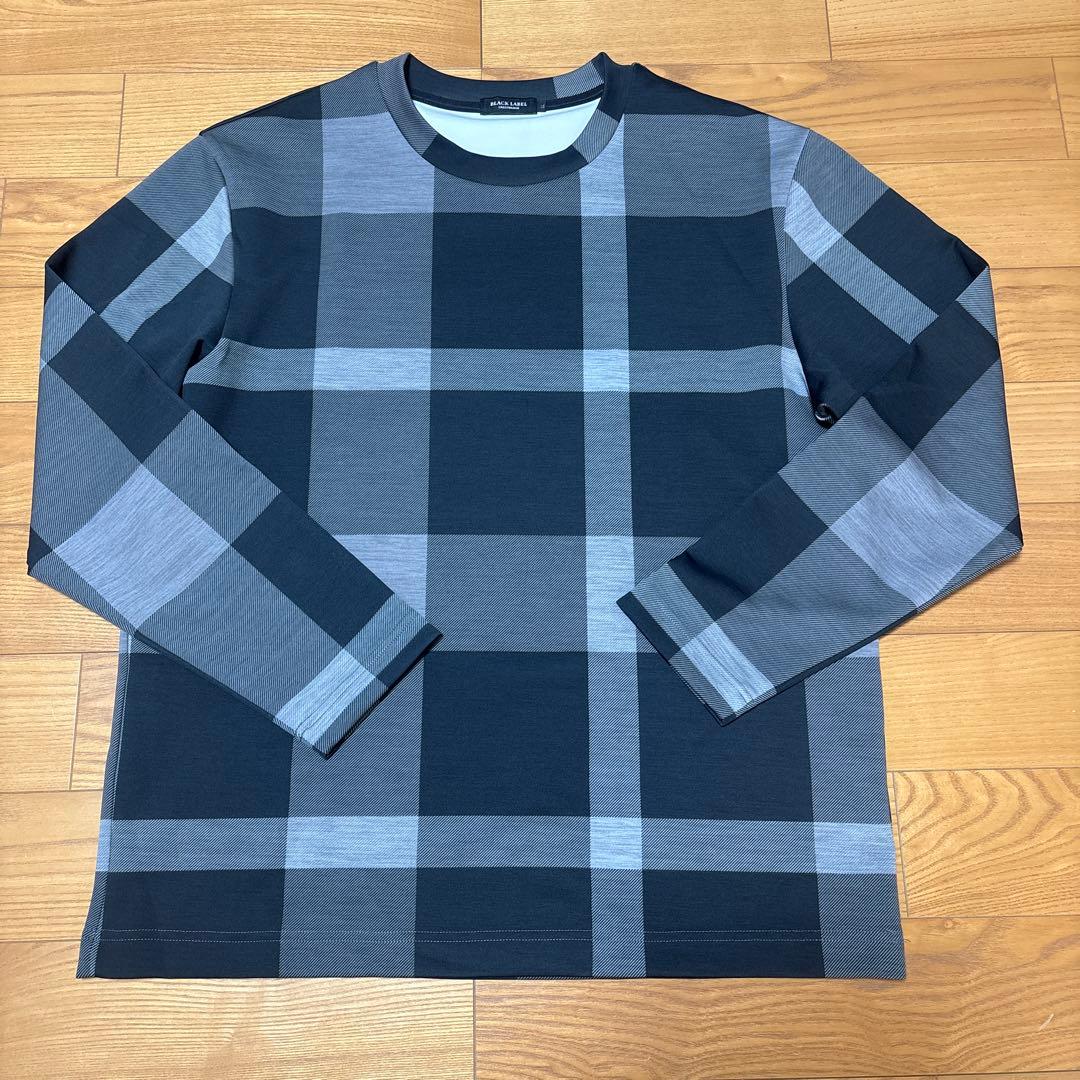 ブラックレーベル　クレストブリッジ　チェック　ストレッチ　ロンT カットソー