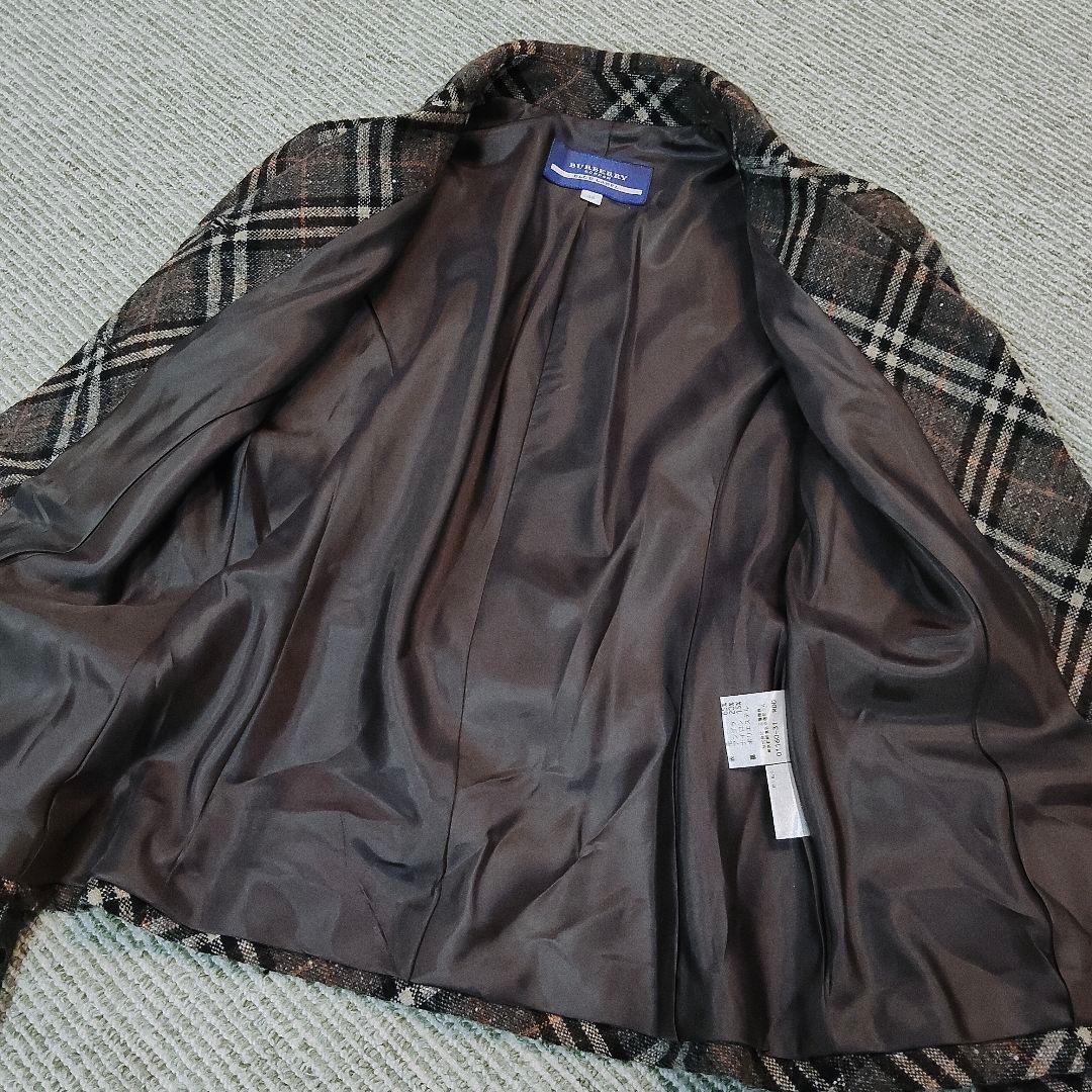 バーバリー ブルーレーベル ノバチェック ロゴベルト ジャケット アンゴラ