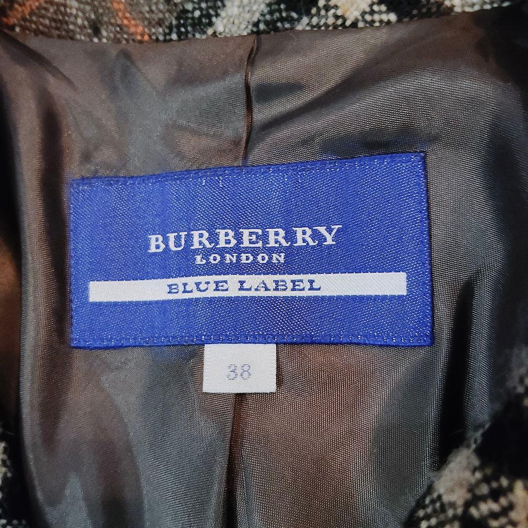 バーバリー ブルーレーベル ノバチェック ロゴベルト ジャケット アンゴラ
