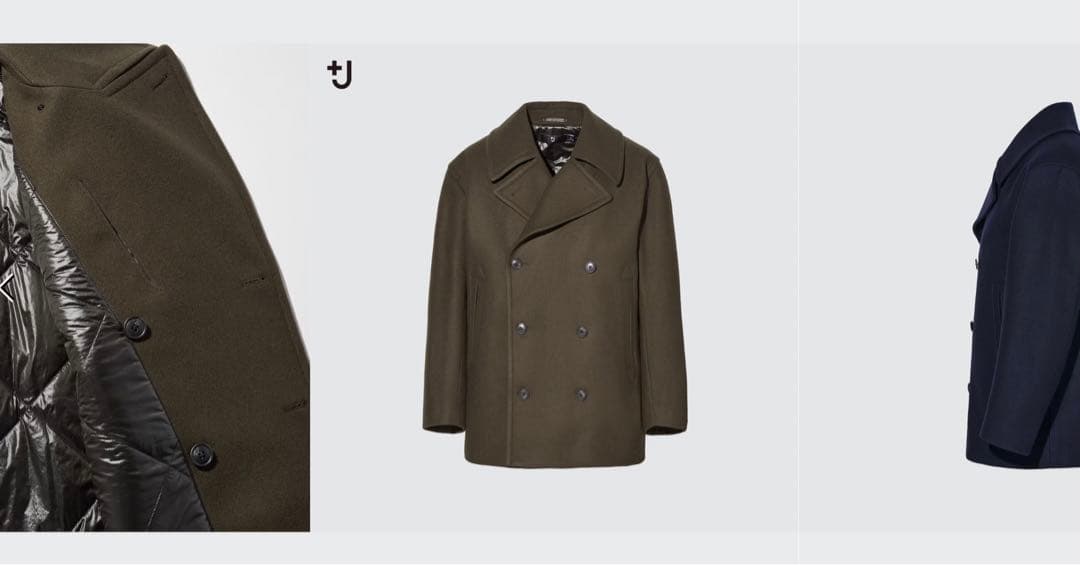 ウールブレンドオーバーサイズピーコート ネイビー ユニクロJ+ 新品