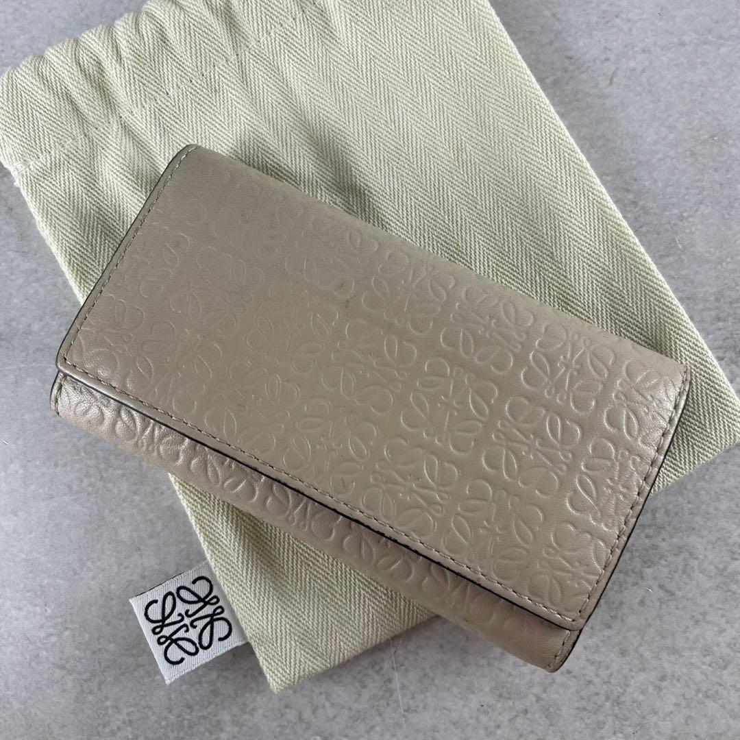 【現行モデル】ロエベ キーケース 6連 リピートアナグラム ロゴ ベージュ