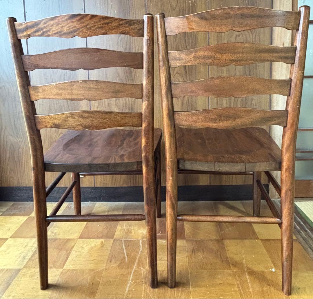 ヴィンテージ！木製ラダーバックチェア 2脚セット【中古品】