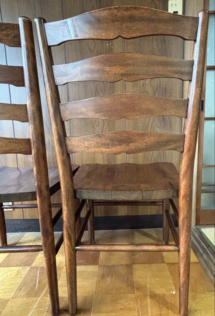 ヴィンテージ！木製ラダーバックチェア 2脚セット【中古品】