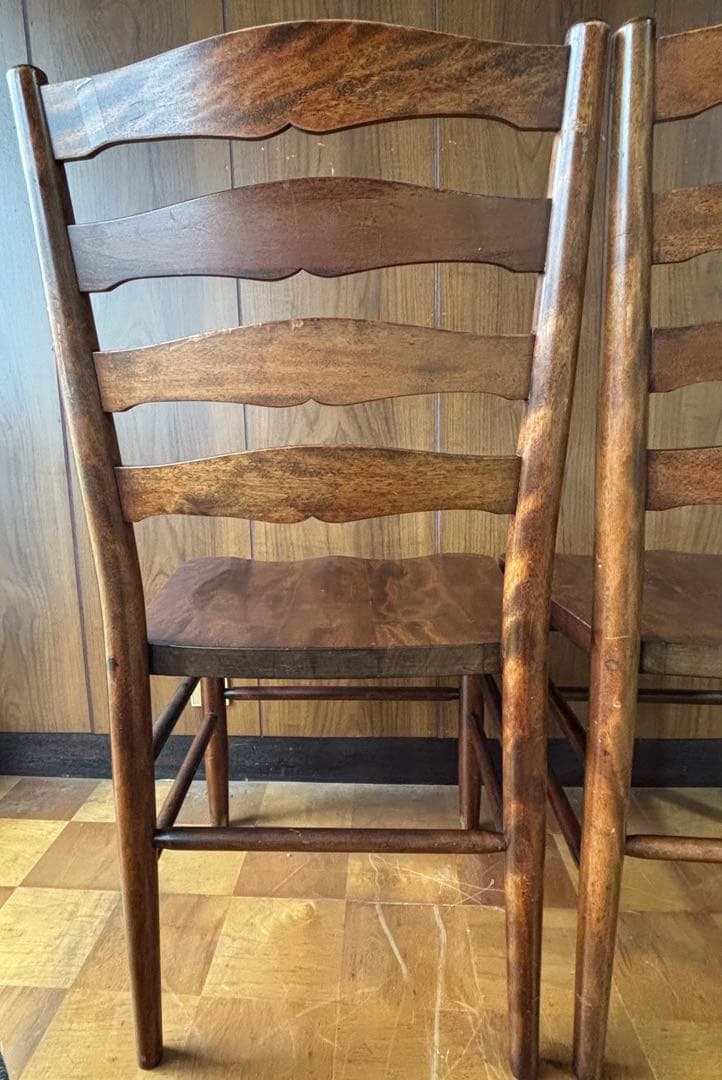 ヴィンテージ！木製ラダーバックチェア 2脚セット【中古品】